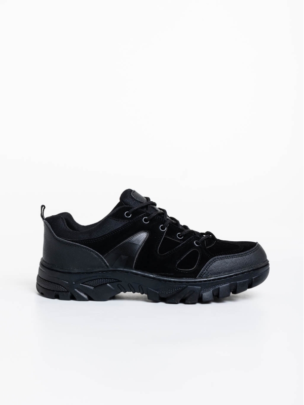 Ανδρικά αθλητικά παπούτσια μαύρα από οικολογικό δέρμα Berto, 3 - Kalapod.gr