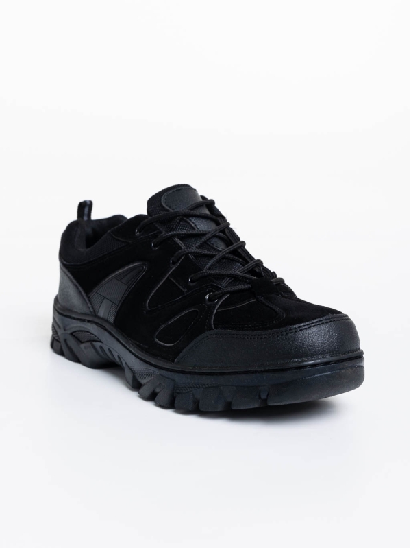 Ανδρικά αθλητικά παπούτσια μαύρα από οικολογικό δέρμα Berto - Kalapod.gr