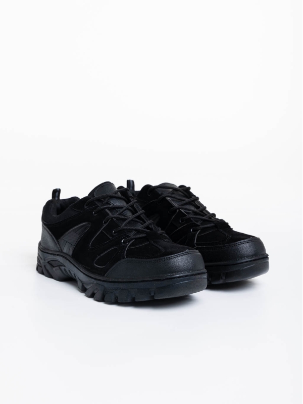 Ανδρικά αθλητικά παπούτσια μαύρα από οικολογικό δέρμα Berto, 2 - Kalapod.gr