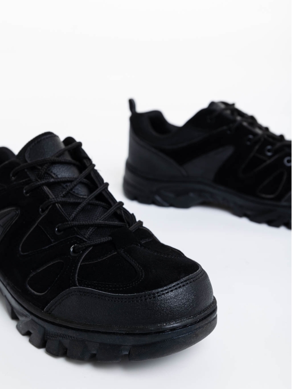 Ανδρικά αθλητικά παπούτσια μαύρα από οικολογικό δέρμα Berto, 4 - Kalapod.gr