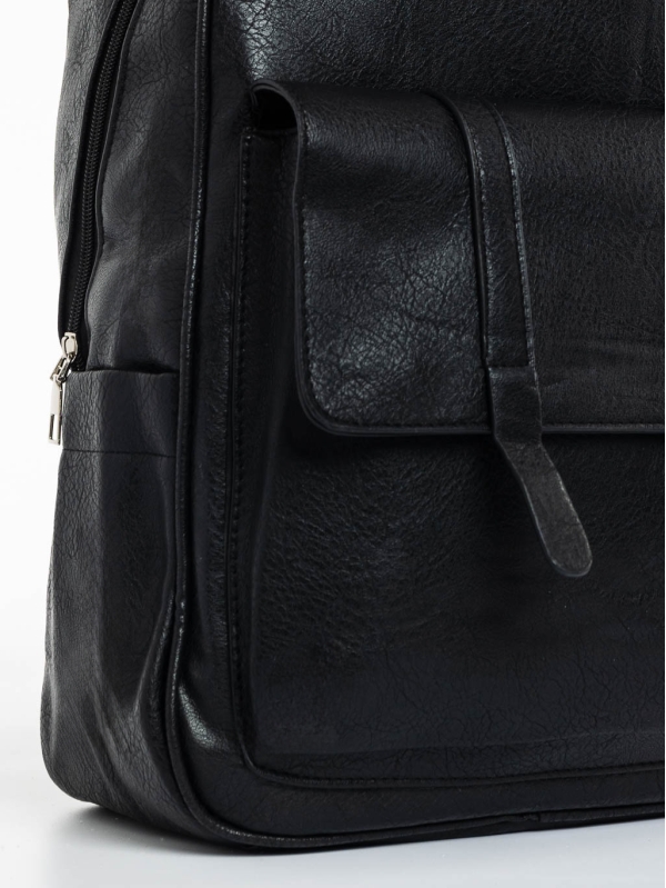 Γυναικεία τσάντα πλάτης μαύρη από οικολογικό δέρμα Alize, 4 - Kalapod.gr