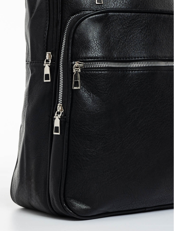 Γυναικεία τσάντα πλάτης μαύρη από οικολογικό δέρμα Lashay, 4 - Kalapod.gr