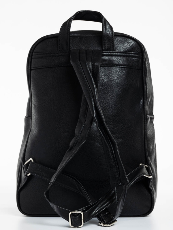 Γυναικεία τσάντα πλάτης μαύρη από οικολογικό δέρμα Lashay, 5 - Kalapod.gr