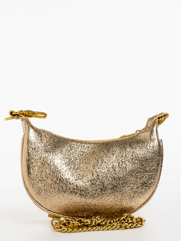 Γυναικεία τσάντα χρυσαφί  από οικολογικό δέρμα Aine, 6 - Kalapod.gr