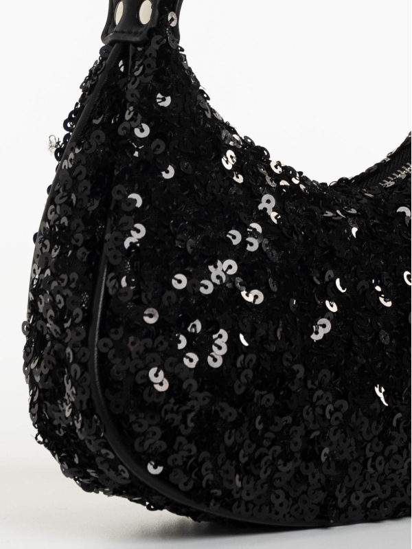 Γυναικεία τσάντα μαύρη από ύφασμα Ayah, 4 - Kalapod.gr