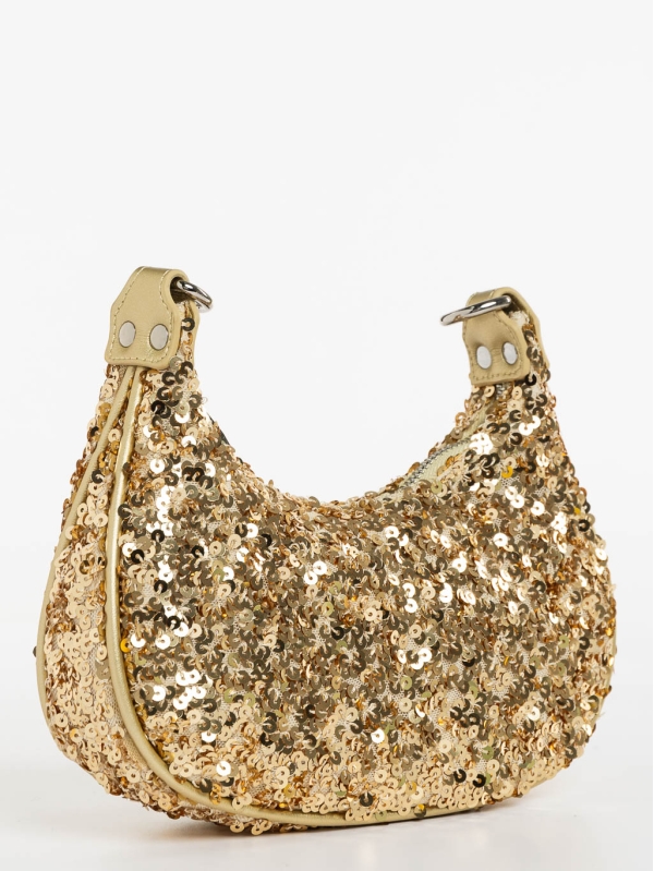 Γυναικεία τσάντα χρυσαφί  από ύφασμα Ayah, 3 - Kalapod.gr