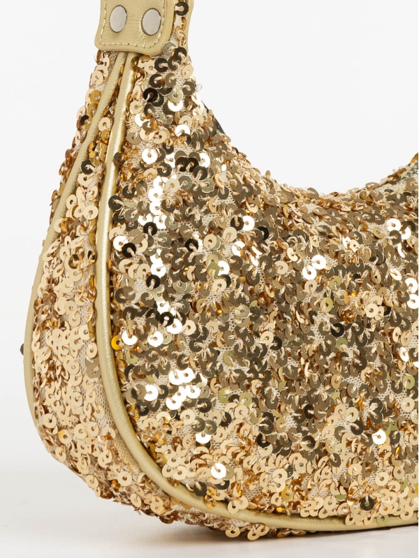 Γυναικεία τσάντα χρυσαφί  από ύφασμα Ayah, 4 - Kalapod.gr