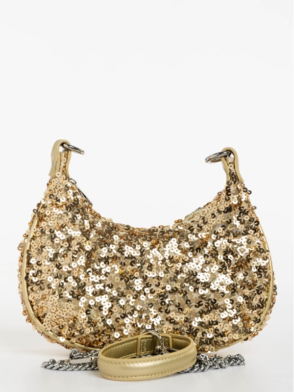 Γυναικεία τσάντα χρυσαφί  από ύφασμα Ayah, 6 - Kalapod.gr