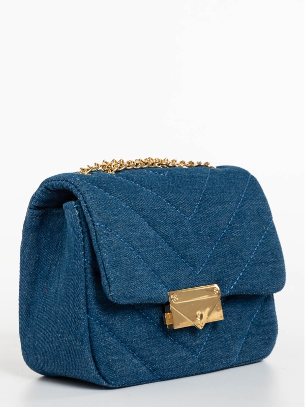 Γυναικεία τσάντα μπλε σκούρο από ύφασμα Bansari, 3 - Kalapod.gr
