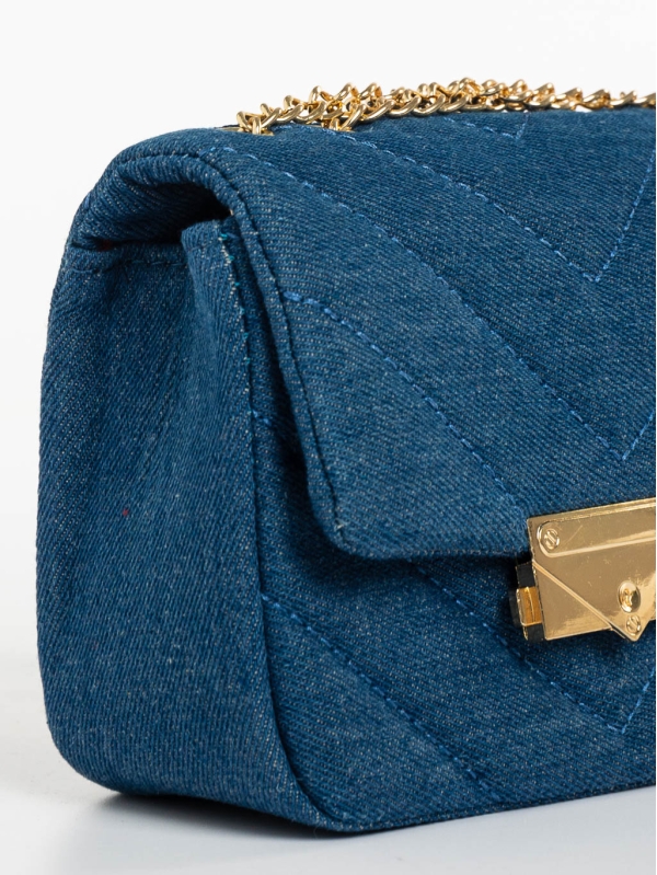 Γυναικεία τσάντα μπλε σκούρο από ύφασμα Bansari, 4 - Kalapod.gr