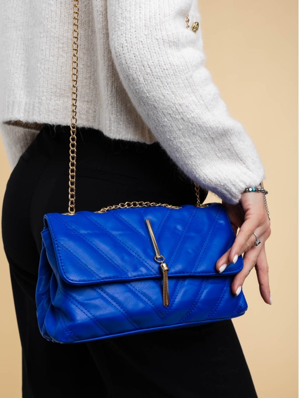 Γυναικεία τσάντα μπλε πολύ σκούρο από οικολογικό δέρμα Aleeza - Kalapod.gr