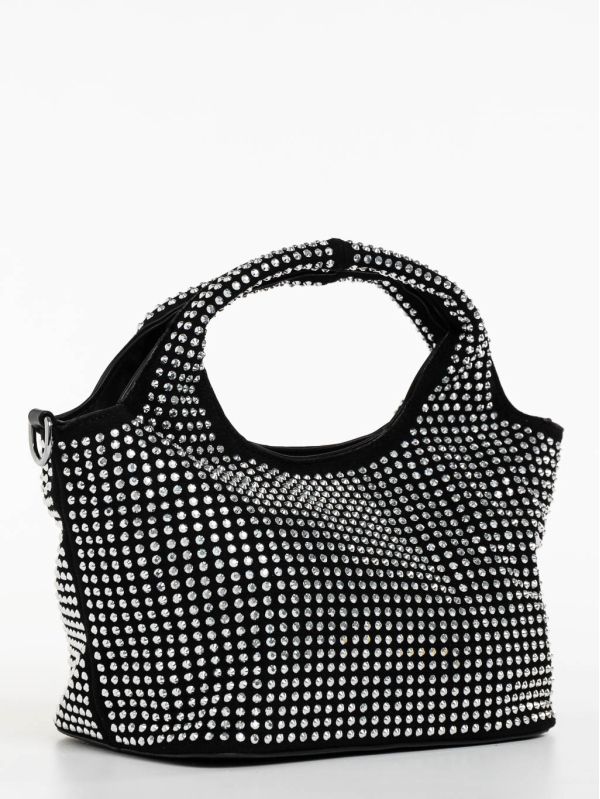Γυναικεία τσάντα  μαύρη από ύφασμα Brocha, 3 - Kalapod.gr