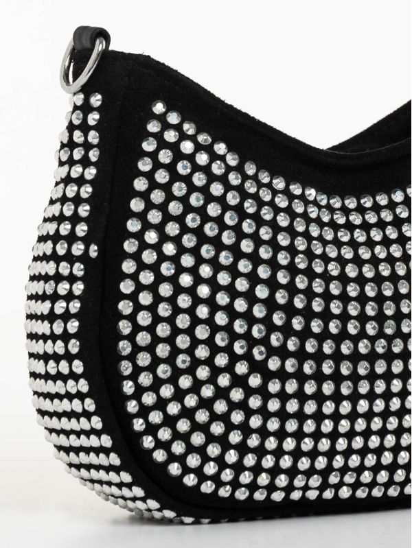 Γυναικεία τσάντα  μαύρη από ύφασμα Beatrise, 4 - Kalapod.gr