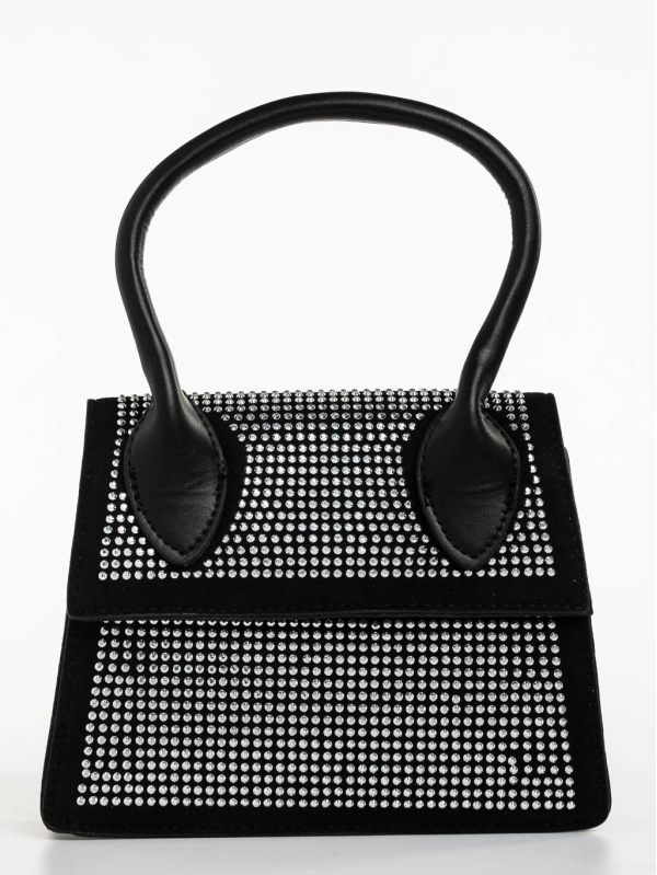 Γυναικεία τσάντα  μαύρη από ύφασμα και οικολογικό δέρμα Baya, 2 - Kalapod.gr