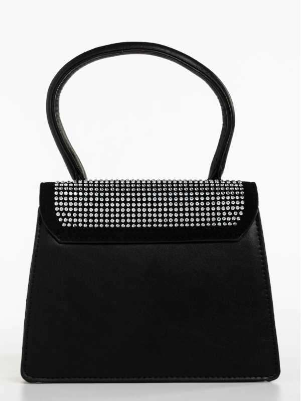 Γυναικεία τσάντα  μαύρη από ύφασμα και οικολογικό δέρμα Baya, 5 - Kalapod.gr