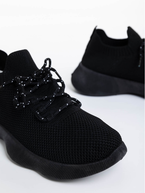 Γυναικεία αθλητικά παπούτσια μαύρα από ύφασμα Ramila, 6 - Kalapod.gr