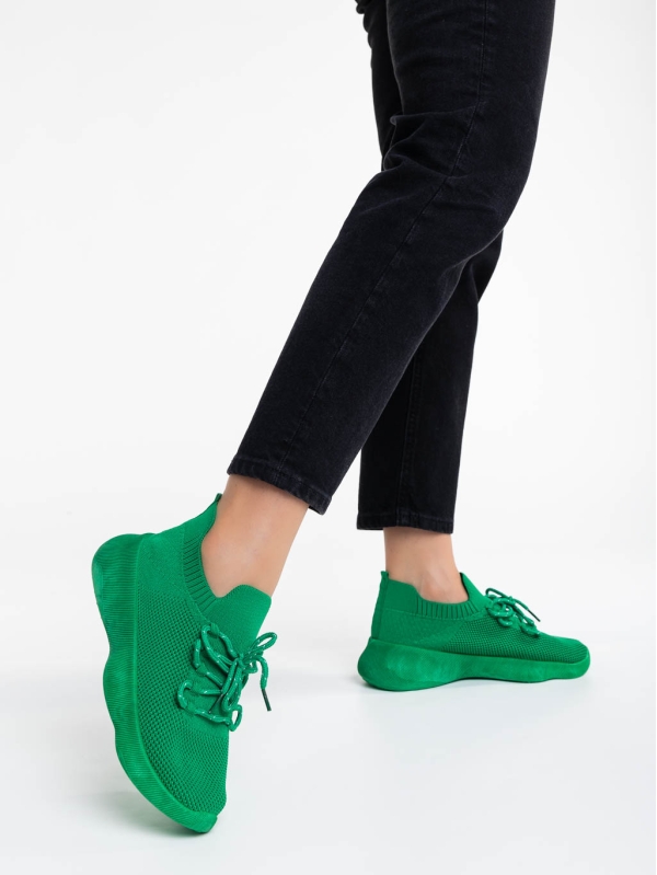 Γυναικεία αθλητικά παπούτσια πράσινα από ύφασμα Ramila - Kalapod.gr