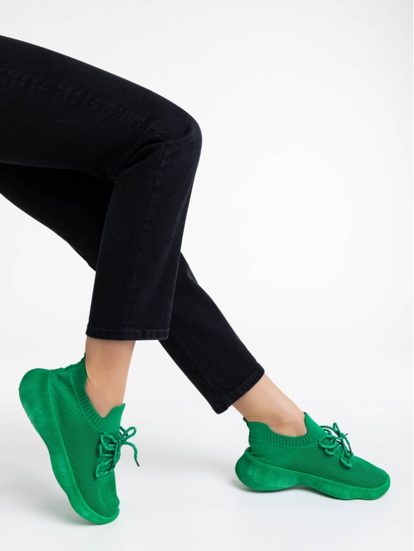 Γυναικεία αθλητικά παπούτσια πράσινα από ύφασμα Ramila, 4 - Kalapod.gr