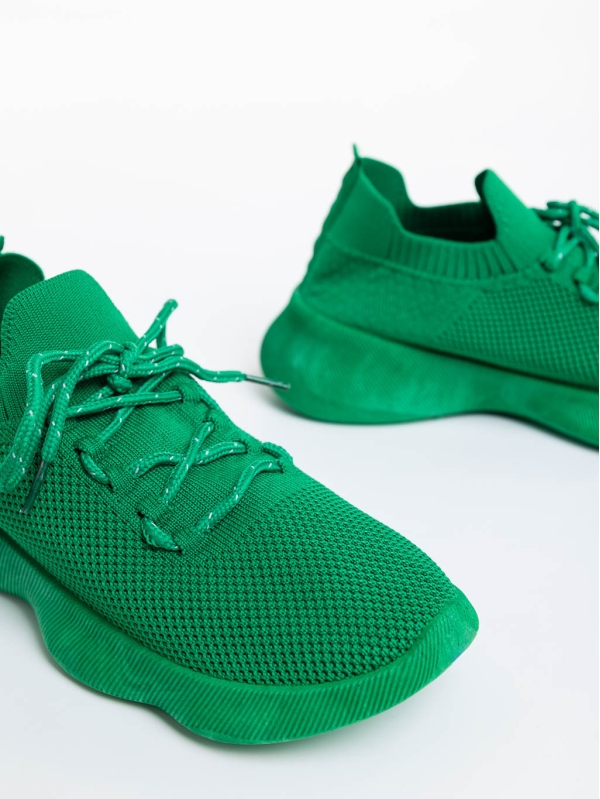 Γυναικεία αθλητικά παπούτσια πράσινα από ύφασμα Ramila, 6 - Kalapod.gr