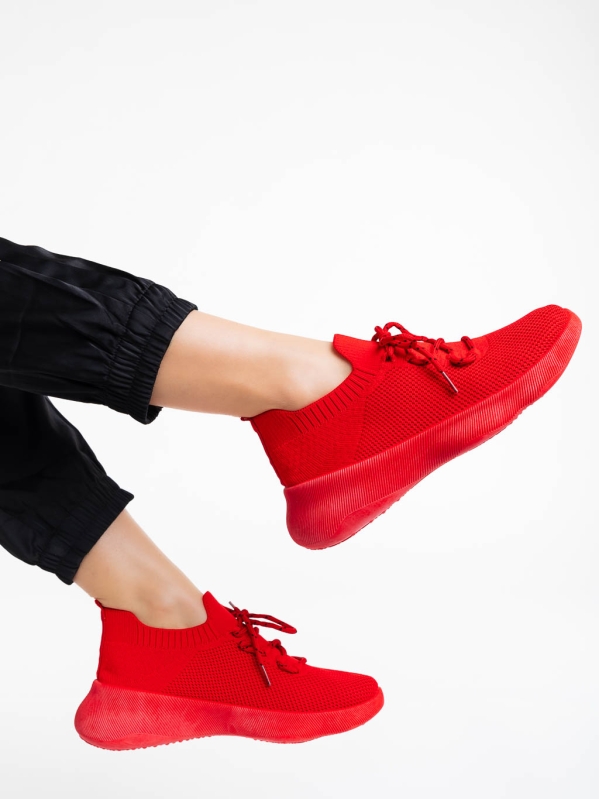 Γυναικεία αθλητικά παπούτσια κόκκινα από ύφασμα Ramila, 5 - Kalapod.gr