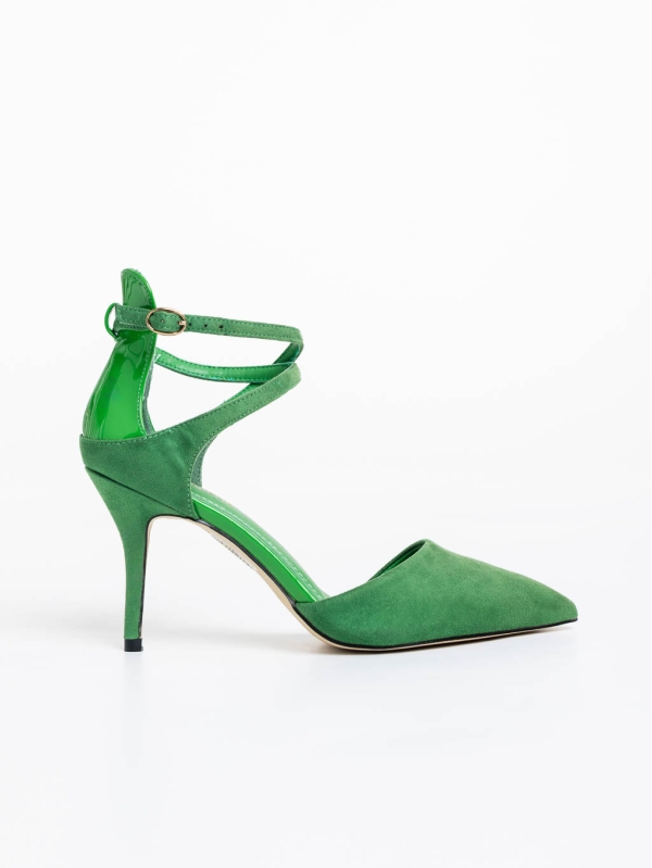 Γυναικεία παπούτσια πράσινα από ύφασμα Siriadne, 5 - Kalapod.gr