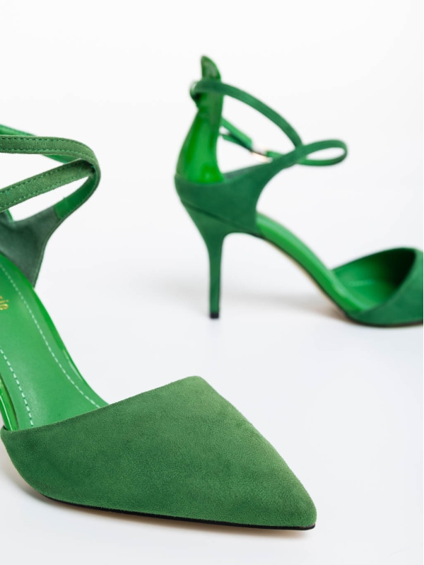 Γυναικεία παπούτσια πράσινα από ύφασμα Siriadne, 6 - Kalapod.gr