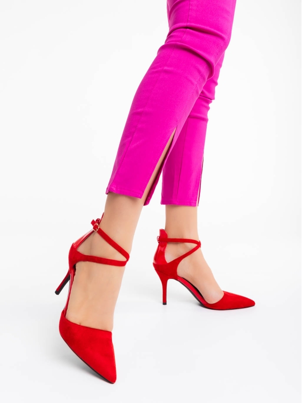 Γυναικεία παπούτσια κόκκινα από ύφασμα Siriadne, 3 - Kalapod.gr