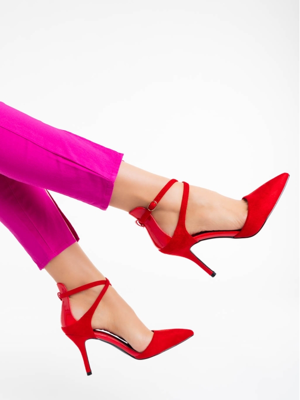 Γυναικεία παπούτσια κόκκινα από ύφασμα Siriadne, 4 - Kalapod.gr