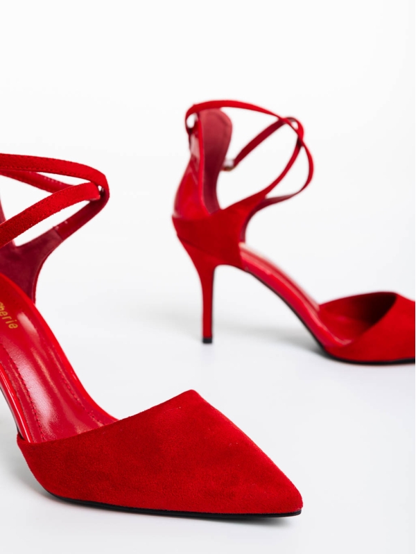 Γυναικεία παπούτσια κόκκινα από ύφασμα Siriadne, 6 - Kalapod.gr