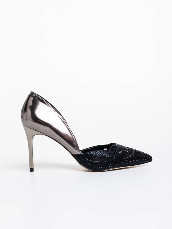 Γυναικεία παπούτσια μαύρα από ύφασμα Shaneka, 5 - Kalapod.gr