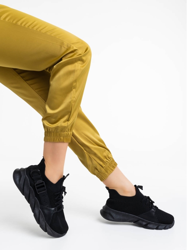 Γυναικεία αθλητικά παπούτσια μαύρα από ύφασμα Renie, 4 - Kalapod.gr