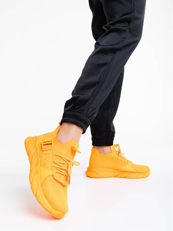 Γυναικεία αθλητικά παπούτσια πορτοκαλί από ύφασμα Renie, 3 - Kalapod.gr