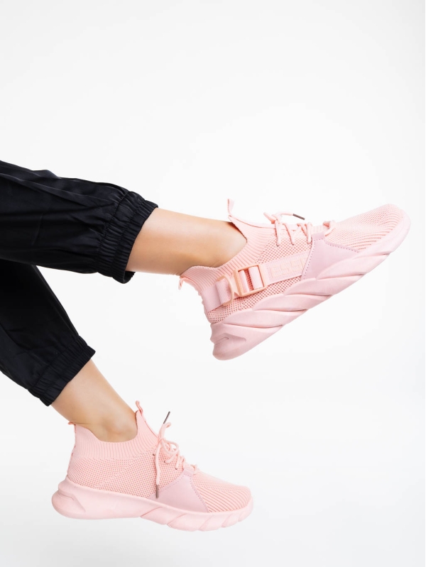 Γυναικεία αθλητικά παπούτσια ροζ από ύφασμα Renie, 4 - Kalapod.gr