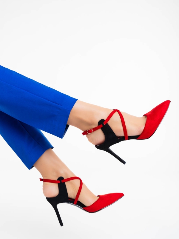 Γυναικεία παπούτσιακόκκινα από ύφασμα Saleena, 3 - Kalapod.gr