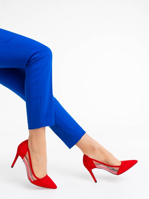Γυναικεία παπούτσια κόκκινα από ύφασμα Ambar, 3 - Kalapod.gr