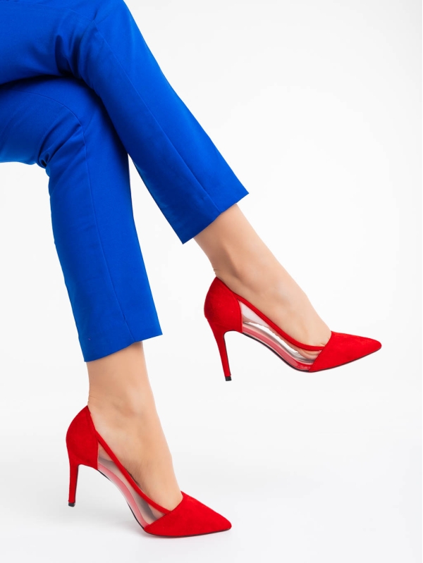 Γυναικεία παπούτσια κόκκινα από ύφασμα Ambar, 4 - Kalapod.gr