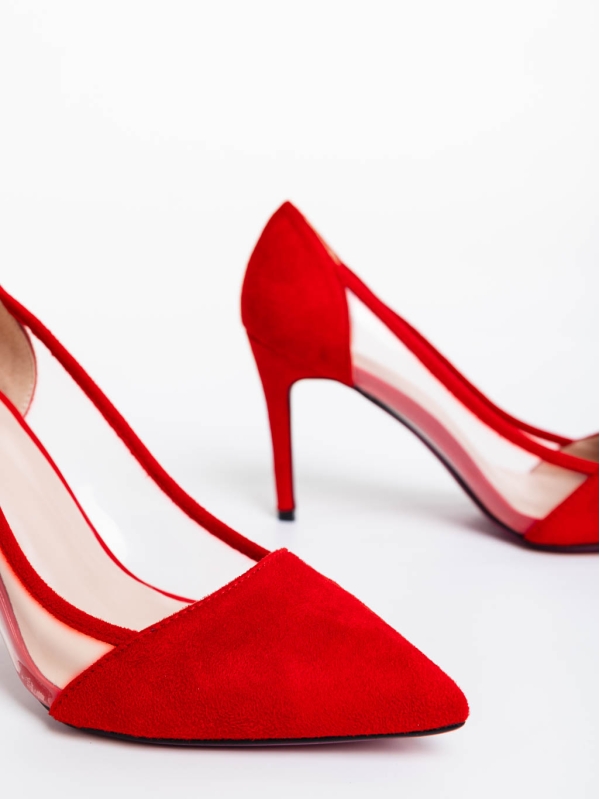Γυναικεία παπούτσια κόκκινα από ύφασμα Ambar, 6 - Kalapod.gr
