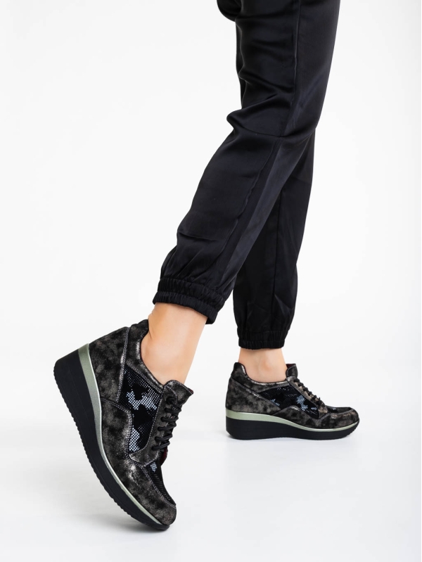 Γυναικεία casual παπούτσια μαύρα από φυσικό δέρμα Roma, 3 - Kalapod.gr