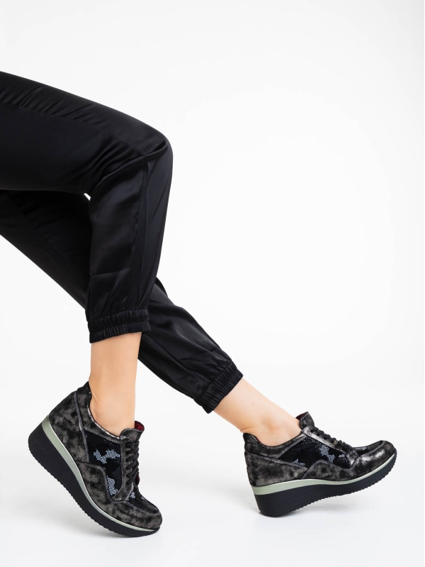 Γυναικεία casual παπούτσια μαύρα από φυσικό δέρμα Roma - Kalapod.gr