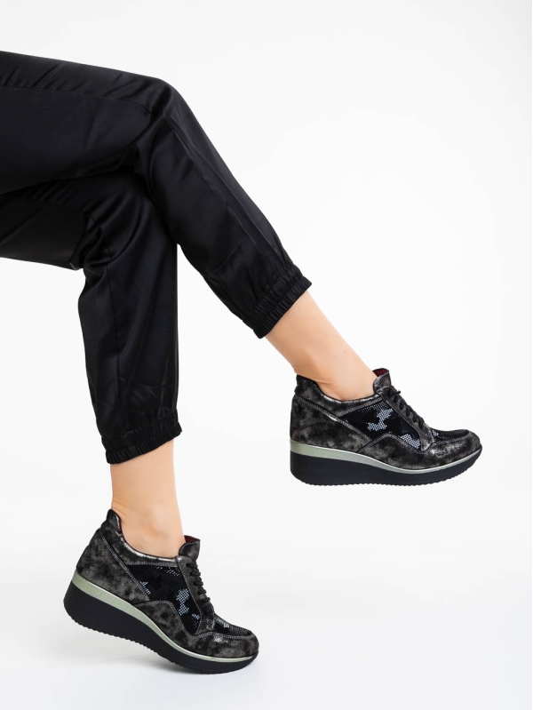 Γυναικεία casual παπούτσια μαύρα από φυσικό δέρμα Roma, 4 - Kalapod.gr