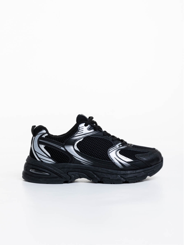 Γυναικεία αθλητικά παπούτσια μαύρα από ύφασμα Dunya, 5 - Kalapod.gr