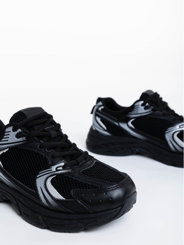 Γυναικεία αθλητικά παπούτσια μαύρα από ύφασμα Dunya, 6 - Kalapod.gr