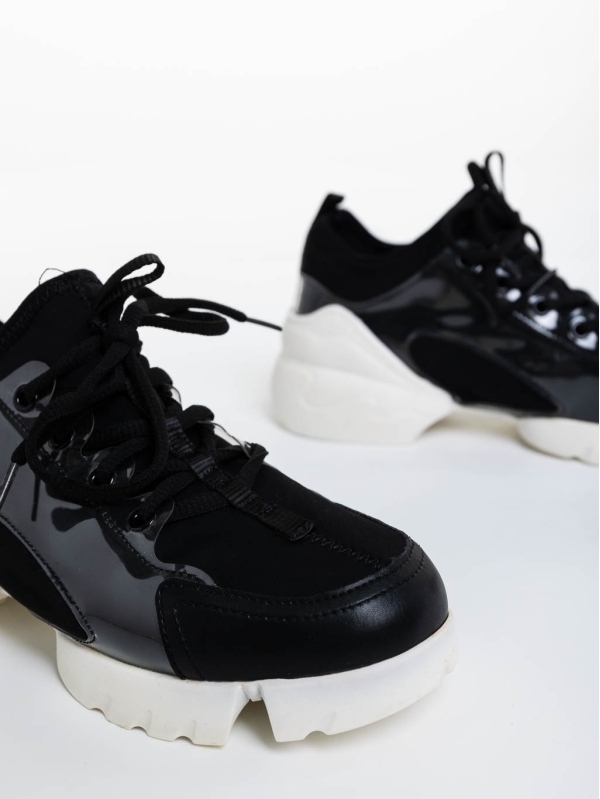 Γυναικεία αθλητικά παπούτσια μαύρα από ύφασμα Sonia, 6 - Kalapod.gr