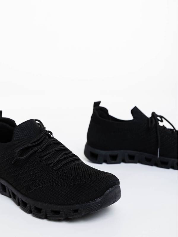 Γυναικεία αθλητικά παπούτσια μαύρα από ύφασμα Romeesa, 6 - Kalapod.gr