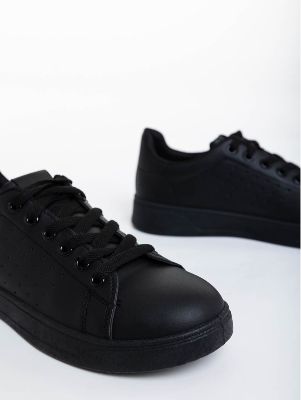 Γυναικεία αθλητικά παπούτσια μαύρα από οικολογικό δέρμα Rasine, 6 - Kalapod.gr
