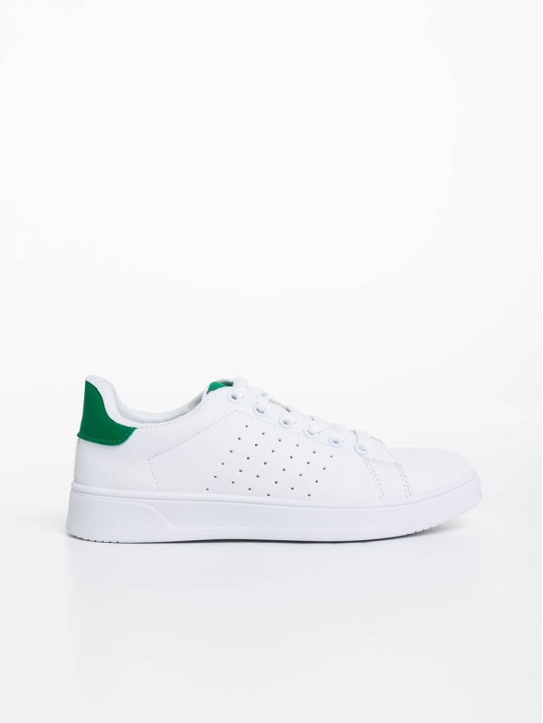 Γυναικεία αθλητικά παπούτσια λευκά με πράσινο από οικολογικό δέρμα Rasine, 5 - Kalapod.gr