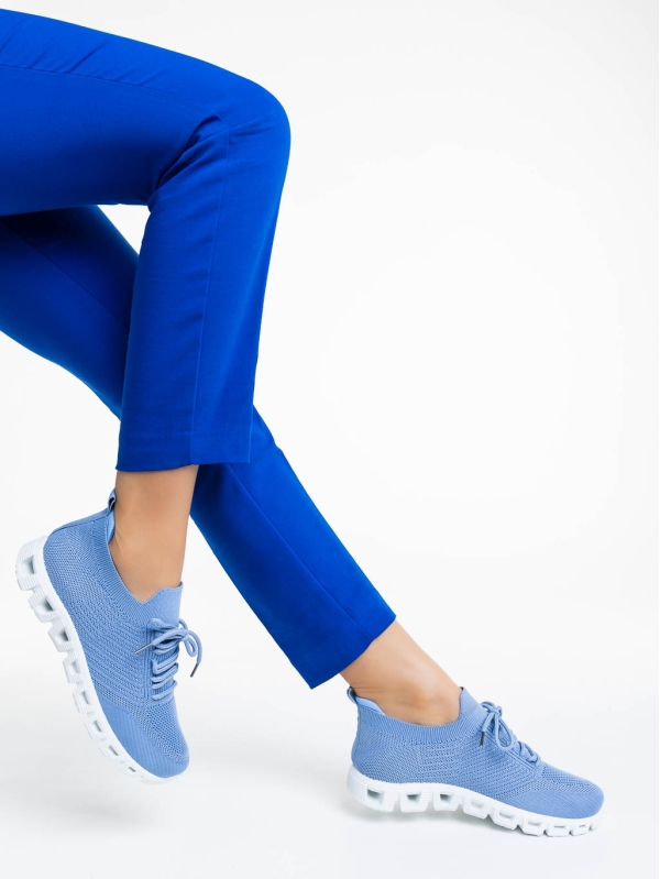 Γυναικεία αθλητικά παπούτσια μπλε από ύφασμα Romeesa, 4 - Kalapod.gr