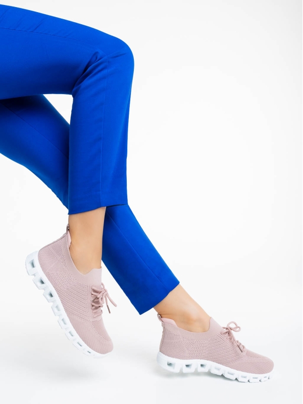 Γυναικεία αθλητικά παπούτσια ροζ από ύφασμα Romeesa - Kalapod.gr