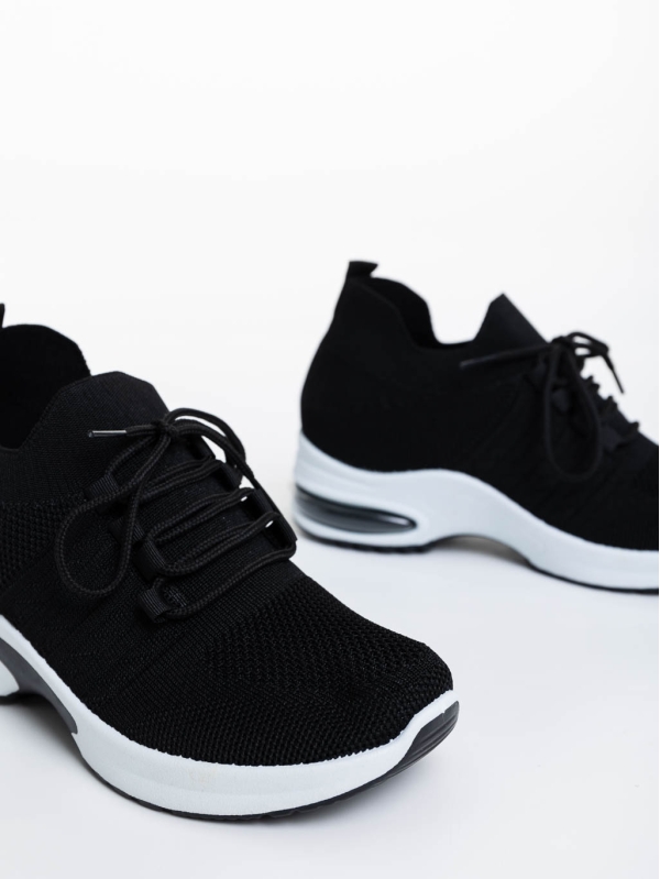 Γυναικεία αθλητικά παπούτσια μαύρα από ύφασμα Resma, 6 - Kalapod.gr