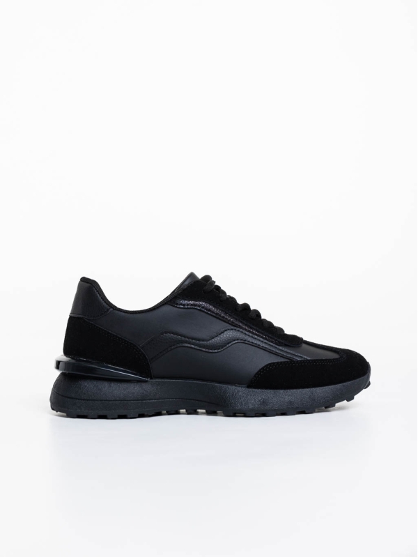Γυναικεία αθλητικά παπούτσια μαύρα από οικολογικό δέρμα Dilly, 5 - Kalapod.gr